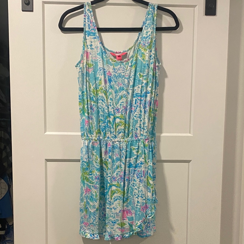 Lilly Pulitzer Floral One Piece in Blue and Green Romper